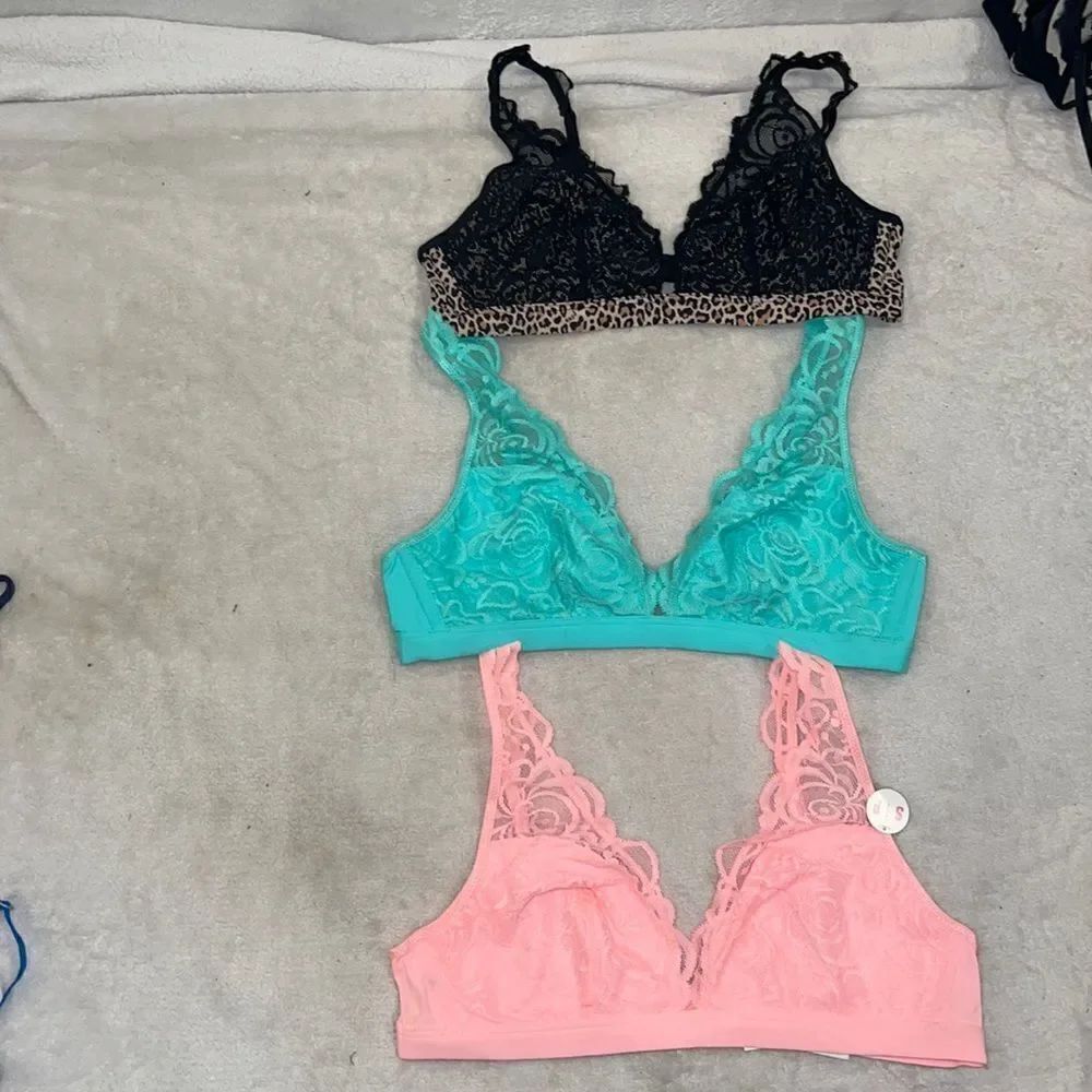 Set of 3 bundle bralettes from Victoria’s Secret pink , pink blue and cheetah